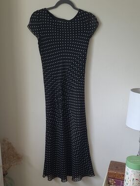 Talbots Black and White Polka Dot Silk Dress